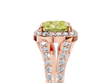 Rose gold Fancy Yellow Cushion  Halo Split Shank Diamond Ring with Prong Setting_26