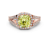 Rose gold Fancy Yellow Cushion  Halo Split Shank Pave Diamond Ring with Four-Prong Setting_48