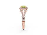 Rose gold Fancy Yellow Cushion  Halo Split Shank Pave Diamond Ring with Four-Prong Setting_50
