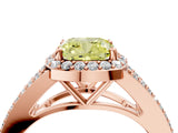 Rose gold Fancy Yellow Cushion  Halo Split Shank Pave Diamond Ring with Four-Prong Setting_52
