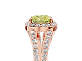 Rose gold Fancy Yellow Cushion  Halo Split Shank Pave Diamond Ring with Four-Prong Setting_53