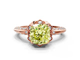 Rose gold Fancy Yellow Cushion  Halo Split Shank Pave Diamond Ring with Petal Prong Setting_66