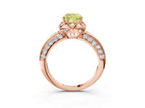 Rose gold Fancy Yellow Cushion  Halo Split Shank Pave Diamond Ring with Petal Prong Setting_69