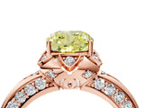 Rose gold Fancy Yellow Cushion  Halo Split Shank Pave Diamond Ring with Petal Prong Setting_70