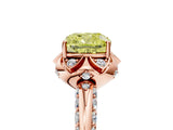 Rose gold Fancy Yellow Cushion  Halo Split Shank Pave Diamond Ring with Petal Prong Setting_71