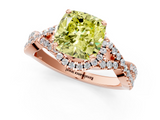 Rose gold Fancy Yellow Cushion  Halo Twist Band Solitaire Prong Setting Ring_66