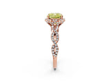 Rose gold Fancy Yellow Cushion  Halo Twist Band Solitaire Ring with Six-Prong Setting_35