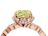 Rose gold Fancy Yellow Cushion  Halo Twist Band Solitaire Ring with Six-Prong Setting_37
