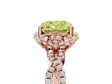 Rose gold Fancy Yellow Cushion  Halo Twist Band Solitaire Ring with Six-Prong Setting_38
