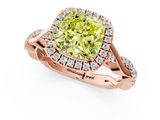 Rose gold Fancy Yellow Cushion  Halo Twist Band Solitaire Ring_21