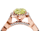 Rose gold Fancy Yellow Cushion  Halo Twist Band Solitaire Ring_24