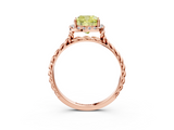 Rose gold Fancy Yellow Cushion  Halo Twisted Band Four-Prong Diamond Ring_22