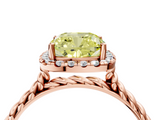 Rose gold Fancy Yellow Cushion  Halo Twisted Band Four-Prong Diamond Ring_23