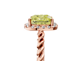 Rose gold Fancy Yellow Cushion  Halo Twisted Band Four-Prong Diamond Ring_24
