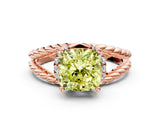 Rose gold Fancy Yellow Cushion  Halo Twisted Band Four-Prong Ring_33