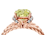 Rose gold Fancy Yellow Cushion  Halo Twisted Band Four-Prong Ring_37