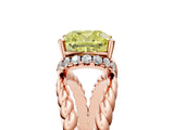 Rose gold Fancy Yellow Cushion  Halo Twisted Band Four-Prong Ring_38