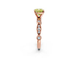 Rose gold Fancy Yellow Cushion  Milgrain Bezel Diamond Engagement Ring with Solitaire Prong Setting_154
