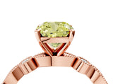 Rose gold Fancy Yellow Cushion  Milgrain Bezel Diamond Engagement Ring with Solitaire Prong Setting_156