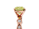 Rose gold Fancy Yellow Cushion  Milgrain Bezel Diamond Engagement Ring with Solitaire Prong Setting_157
