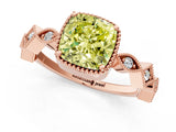 Rose gold Fancy Yellow Cushion  Milgrain Marquise Diamond Twist Band Ring_62