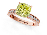 Rose gold Fancy Yellow Cushion  Milgrain Pave Diamond Engagement Ring with Four-Prong Setting_155