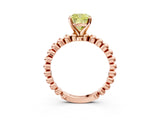 Rose gold Fancy Yellow Cushion  Solitaire Beaded Band Prong Setting Ring 3