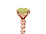 Rose gold Fancy Yellow Cushion  Solitaire Beaded Band Prong Setting Ring 5