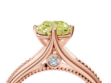 Rose gold Fancy Yellow Cushion  Solitaire Beaded Band Six-Prong Setting_4