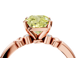 Rose gold Fancy Yellow Cushion  Solitaire Beaded Band with Four-Prong Setting_49