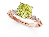Rose gold Fancy Yellow Cushion  Solitaire Bezel Accent Diamond Engagement Ring with Beaded Band and Four-Prong Setting_45