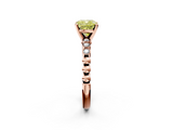 Rose gold Fancy Yellow Cushion  Solitaire Bezel Accent Diamond Engagement Ring with Beaded Band and Four-Prong Setting_46