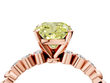 Rose gold Fancy Yellow Cushion  Solitaire Bezel Accent Diamond Engagement Ring with Beaded Band and Four-Prong Setting_48