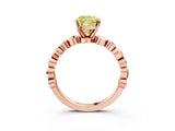 Rose gold Fancy Yellow Cushion  Solitaire Bezel-Set Diamond Ring with Beaded Band and Four-Prong Setting_35