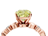 Rose gold Fancy Yellow Cushion  Solitaire Bezel-Set Diamond Ring with Beaded Band and Four-Prong Setting_36