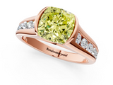 Rose gold Fancy Yellow Cushion  Solitaire Bezel-Set Diamond Ring with Channel-Set Band_38
