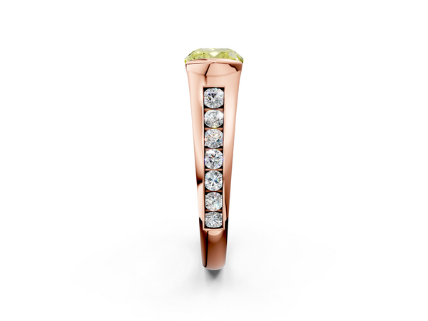 Rose Gold Cushion Cut Half Bezel Engagement Ring Setting for Fancy Yellow Center