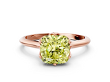 Rose gold Fancy Yellow Cushion  Solitaire Cathedral Diamond Ring with Six-Prong Setting_17