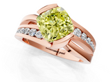 Rose gold Fancy Yellow Cushion  Solitaire Channel-Set Split Shank Ring with Tension Prong Setting_4