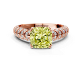 Rose gold Fancy Yellow Cushion  Solitaire Chevron Pave Diamond Engagement Ring with Six-Prong Setting_3