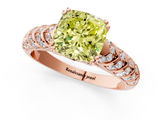 Rose gold Fancy Yellow Cushion  Solitaire Chevron Pave Diamond Engagement Ring with Six-Prong Setting_4