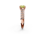 Rose gold Fancy Yellow Cushion  Solitaire Chevron Pave Diamond Engagement Ring with Six-Prong Setting_5