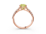 Rose gold Fancy Yellow Cushion  Solitaire Chevron Pave Diamond Engagement Ring with Six-Prong Setting_6