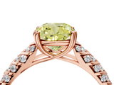 Rose gold Fancy Yellow Cushion  Solitaire Chevron Pave Diamond Engagement Ring with Six-Prong Setting_7