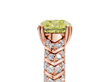 Rose gold Fancy Yellow Cushion  Solitaire Chevron Pave Diamond Engagement Ring with Six-Prong Setting_8