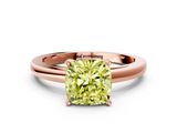 Rose gold Fancy Yellow Cushion  Solitaire Diamond Engagement Ring with Four-Prong Setting on a Classic Band_3