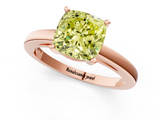 Rose gold Fancy Yellow Cushion  Solitaire Diamond Engagement Ring with Four-Prong Setting on a Classic Band_4