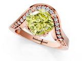 Rose gold Fancy Yellow Cushion  Solitaire Diamond Engagement Ring with Pave Band and Four-Prong Setting_27