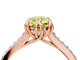 Rose gold Fancy Yellow Cushion  Solitaire Diamond Engagement Ring with Pave Band and Six-Prong Setting_24