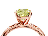 Rose gold Fancy Yellow Cushion  Solitaire Diamond Engagement Ring with XO Engraved Band and Four-Prong Setting 5
